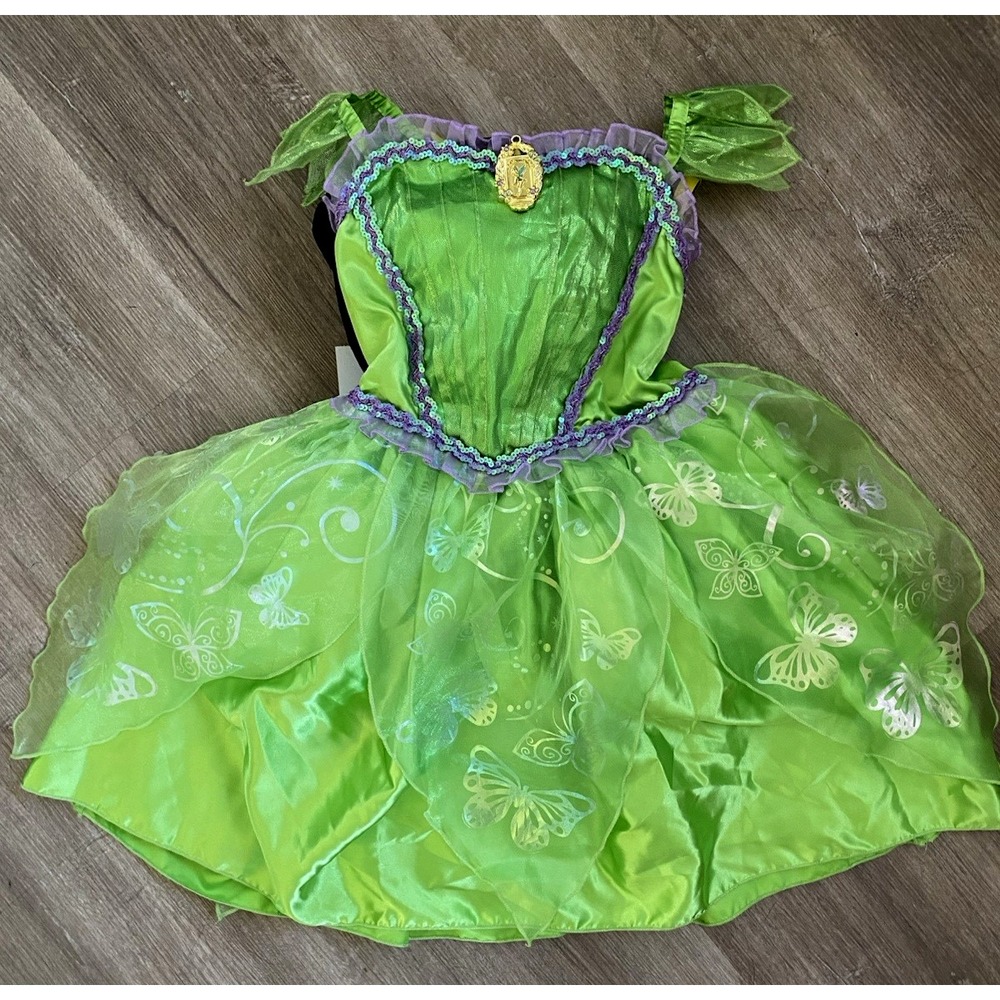 Disney Store Deluxe Parks Tinkerbell Dress Costume 7 8 Halloween Peter Pan Green